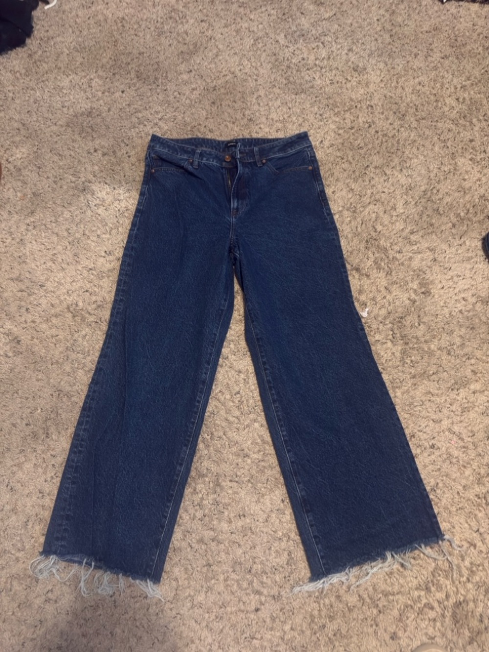 Express Dark Blue Wide-Leg High Rise  50/50 Rigid Stretch Jeans